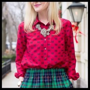 J. Crew NWT Top Silk Blend Blouse sz 4 Bows Work Party Resort J. Crew